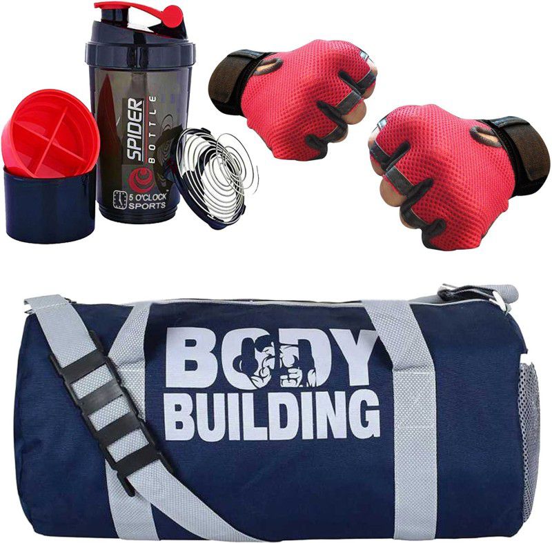 5 O' CLOCK SPORTS Gym Bag Combo ll Gym Bag, Gym Gloves And Gym Shaker ll Gym kit ll Combo For Gym Fitness Accessory Kit Kit