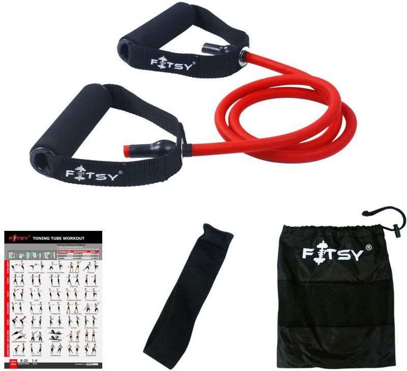 FITSY Toning Tube with Additional Door Anchor - RED (30-35 lbs) Resistance Tube  (Multicolor)