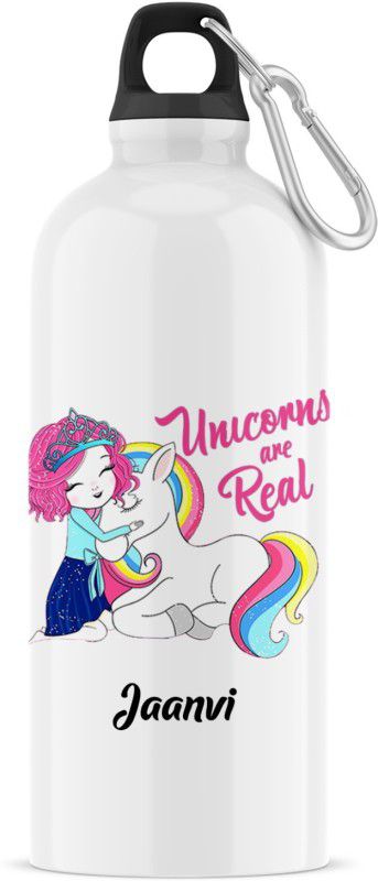 ARTBUG Unicorn Sipper/Water Bottle - Best Birthday Gift for Kids, Name - Jaanvi 600 ml Sipper  (Pack of 1, White, Aluminium)