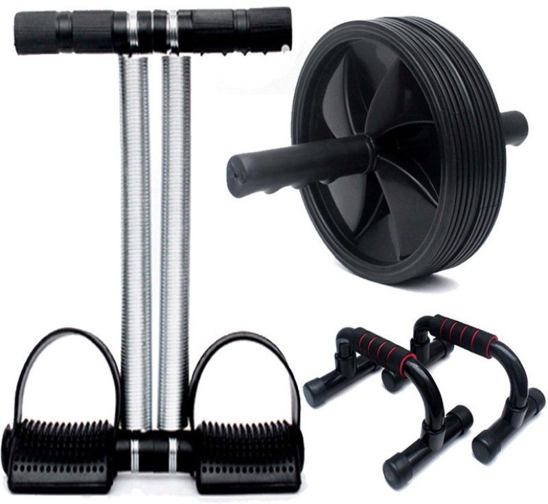 RIO PORT Tummy trimmer Double Spring, Ab roller, pushup bar men and women Fitness Accessory Kit Kit