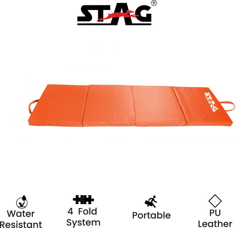 STAG High Density Foam Foldable Tumbling / Fitness Mat | Size - 180 cm X 90 cm X 40 mm Orange 40 mm Exercise & Gym Mat