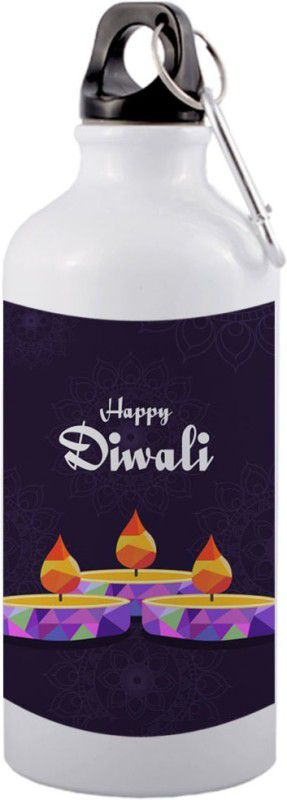 COLOR YARD best happy diwali text with stylish diyas 600 ml Sipper  (Pack of 1, Multicolor, Aluminium)