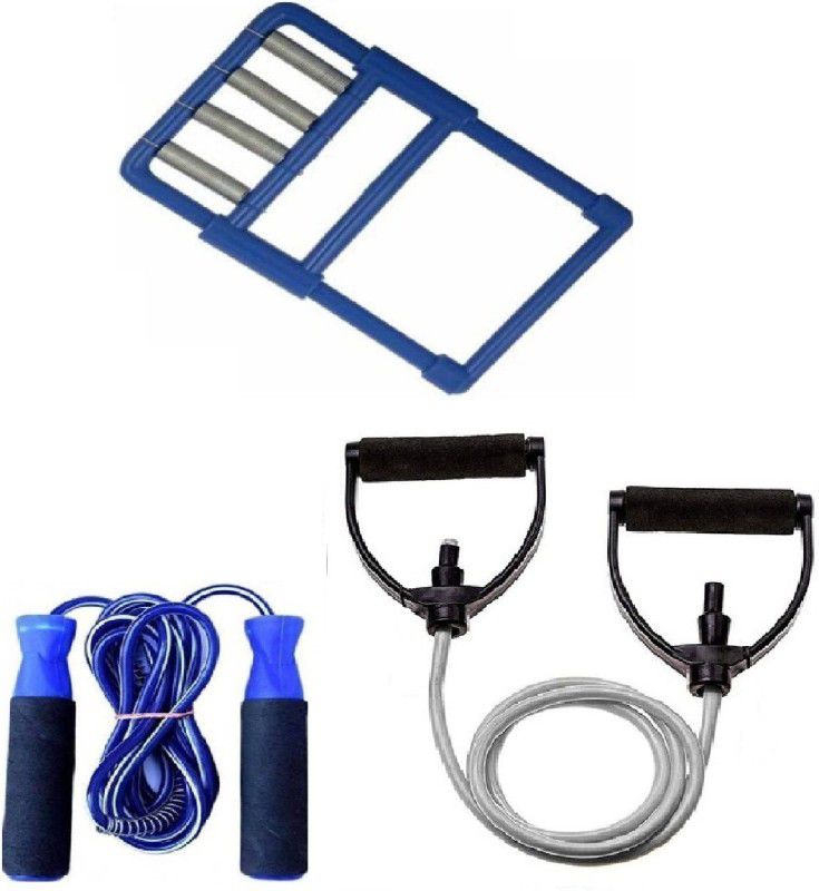 Dr Pacvu Set3|Toning Tube,Jump Skipping Rope and Plastic Gripper Body Stretching,Exercise Gym & Fitness Kit