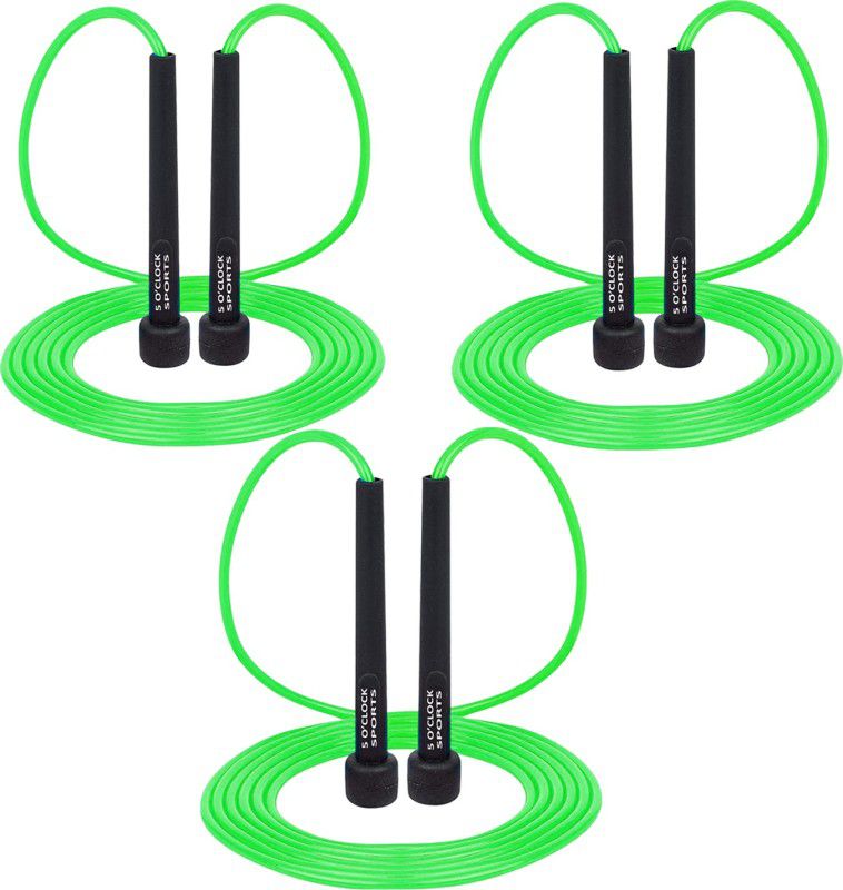 5 O' CLOCK SPORTS Basic Freestyle Skipping Rope (Green) Freestyle Skipping Rope Pack Of 3 Fitness Accessory Kit Kit