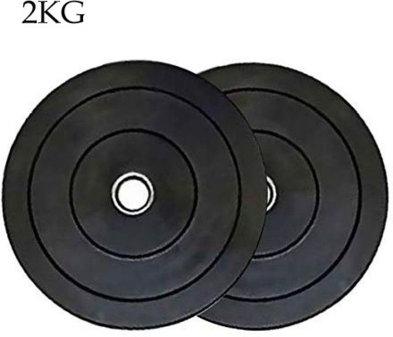 HACKERX 2Kg x2pcs Good Quality Rubber Plates With 28mm Hole For Home/Commercial Gym Black Weight Plate  (4 kg)