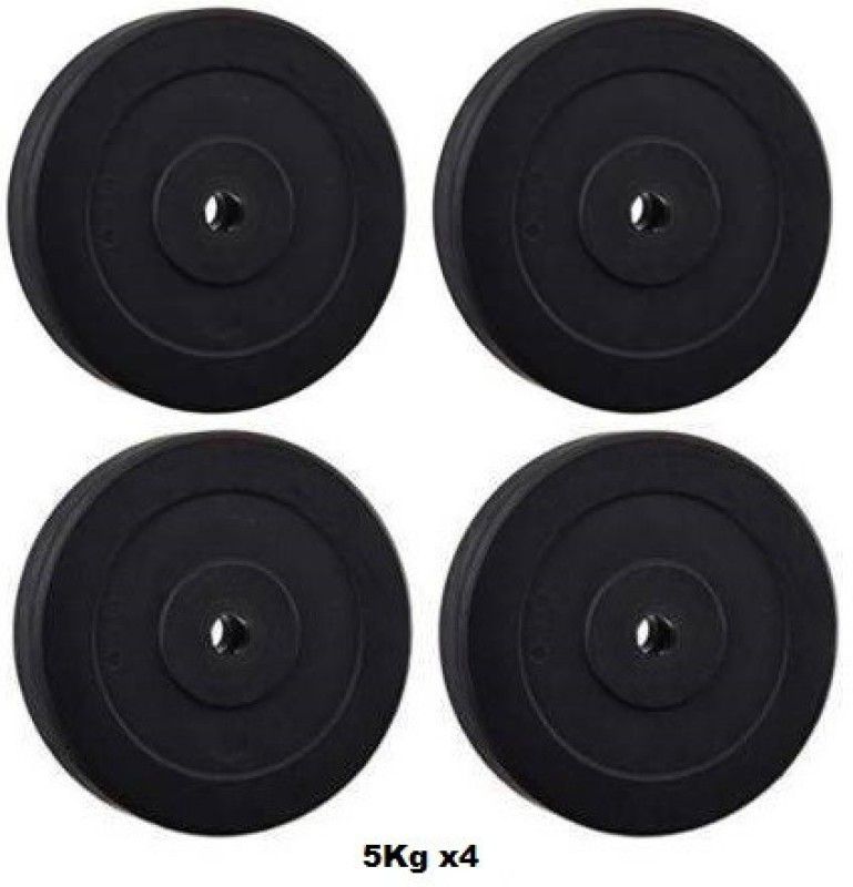 Kizlo Set Of 5Kg x4 Good Quality Rubber Plates For Home/Commercial Gym Black Weight Plate  (20 kg)
