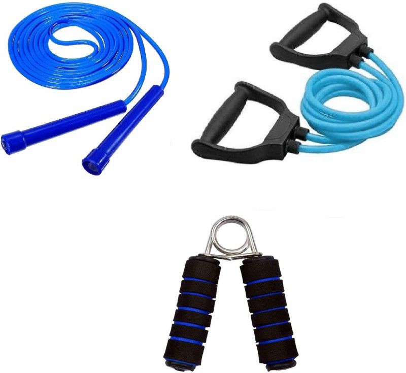 Dr Pacvu Pack of 3 Combo|Hand Gripper,11in1 Resistance Band and Pencil Skipping Jump Rope Fitness Accessory Kit Kit