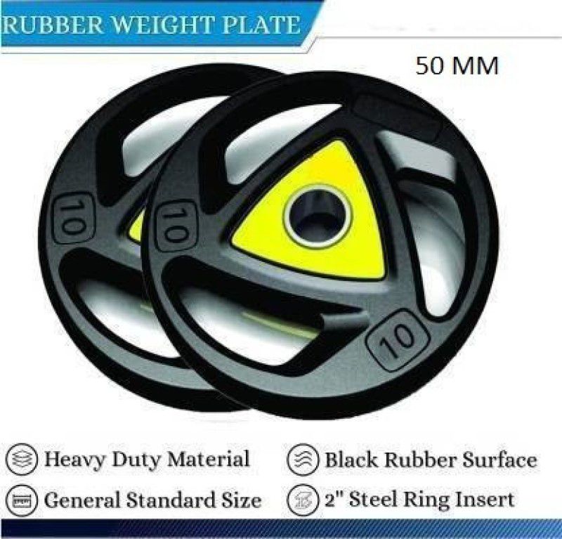 Fitness Kart Olympic Triangle Weight Plates (10x2 )- 50 mm Hole Black Weight Plate  (20 kg)