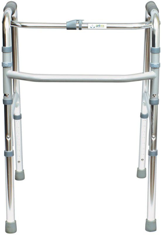 Entros KL913L Portable Light weight Aluminium Height Adjustable Foldable Walker for Men Women Adults Patients Disabled and Old Age People Pain Relief Walking Stick