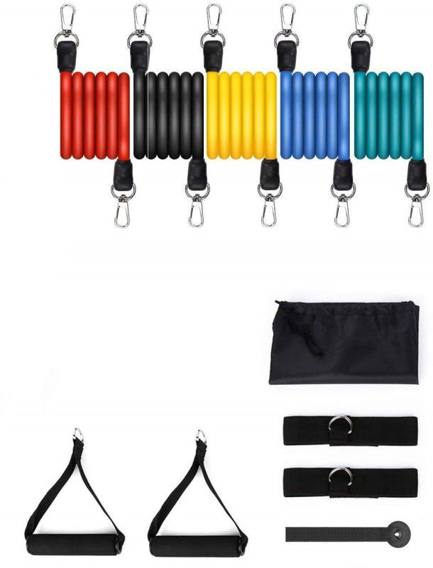 Mypro Sport Nutrition Resistance Bands 11 pcs Set of Exercise Bands Include 5 Different Exercise Bands Resistance Band  (Red, Black, Yellow, Blue, Blue, Pack of 5)