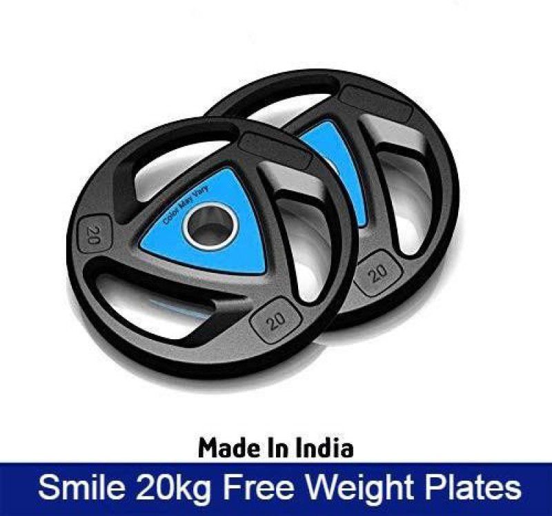 Smile Fitness Rubber Coated Professional Weight Plate for Exercise Bar (20x2= 1 Pair) Red, Yellow, Blue Weight Plate, Bar & Plate Combo  (40 kg)
