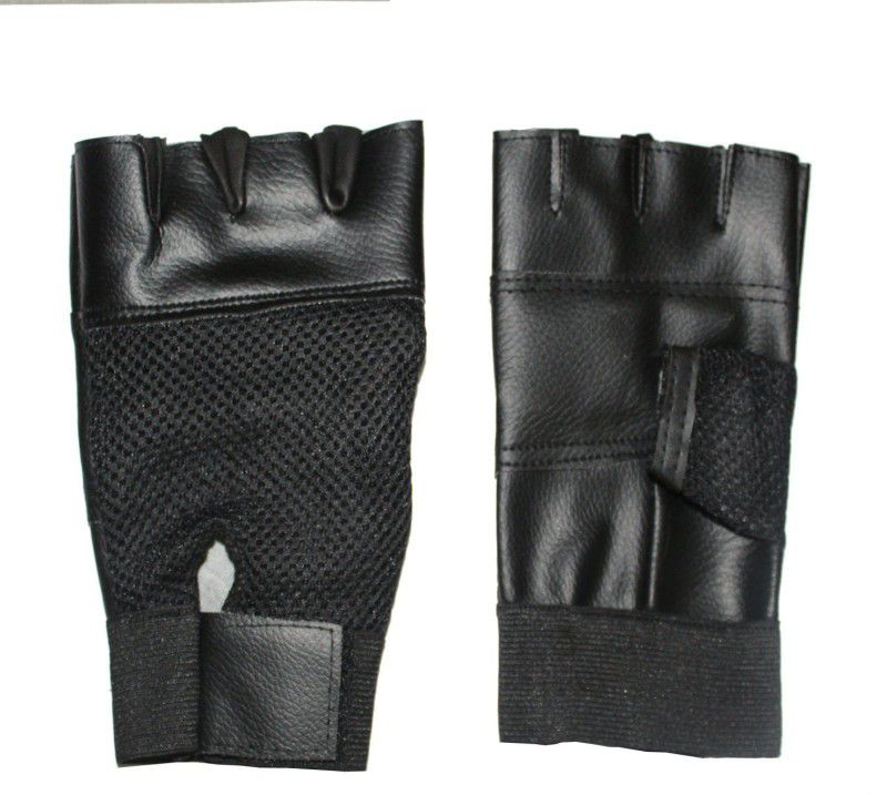 RIO PORT Leather Gym Gloves (Black) Gym & Fitness Gloves  (Black)