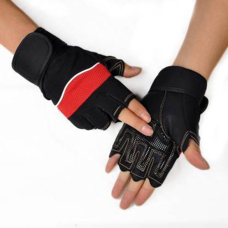 zaysoo Weight Lifting Gym Gloves Gym & Fitness Gloves  (Black, Red)