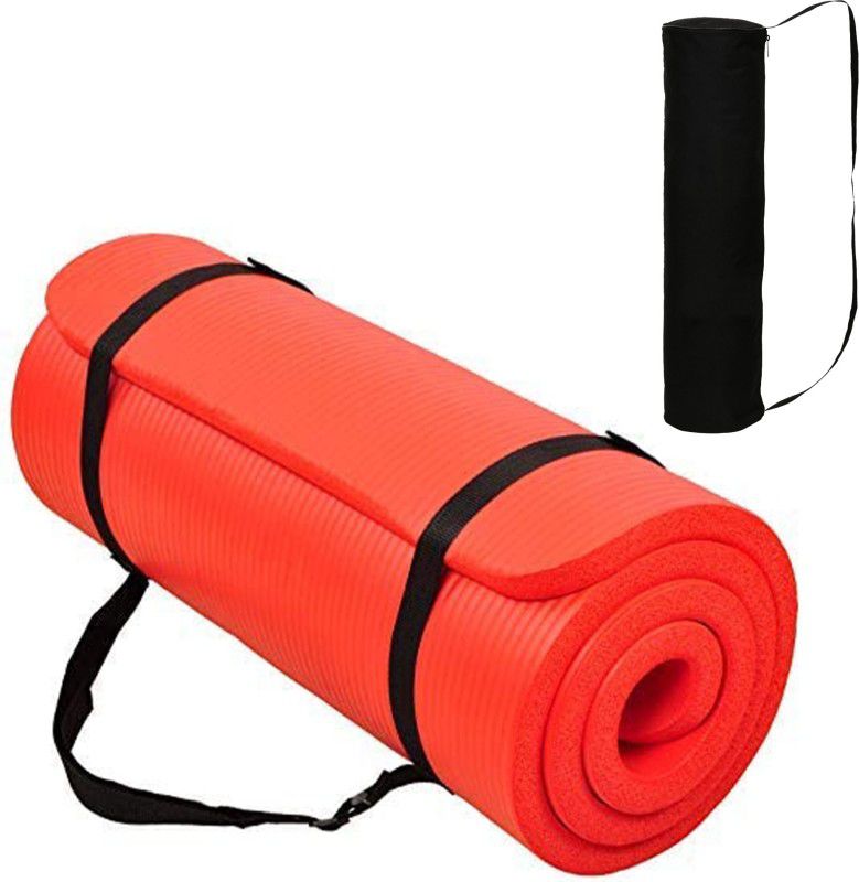 Gymfy Anti Skid Yoga Mat with Strap, Red 10 mm Yoga Mat Red mm - 13 mm Yoga Mat