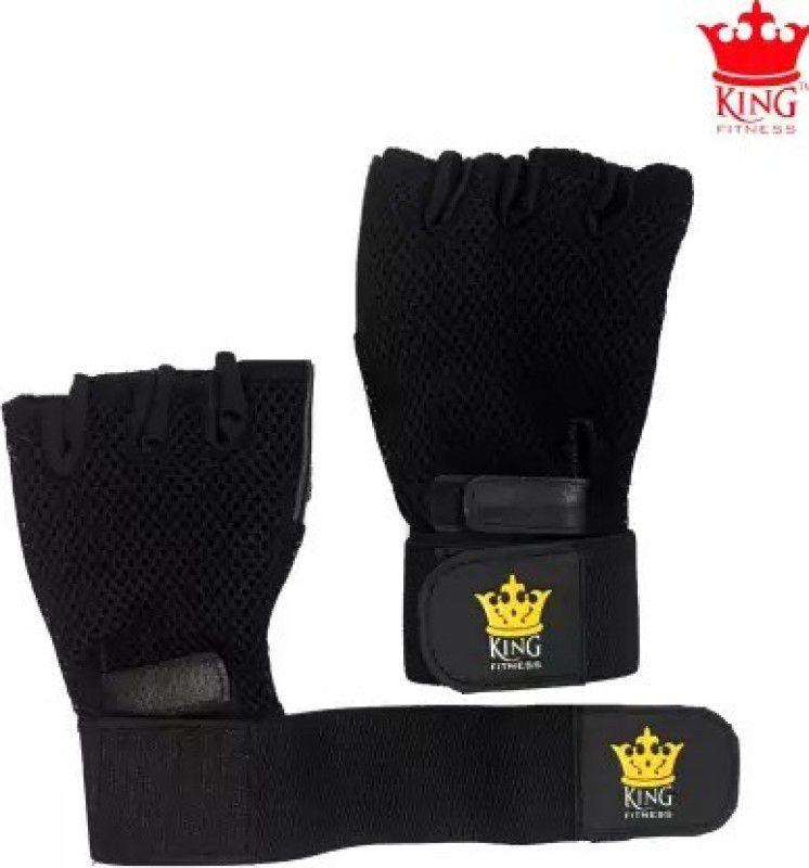 vinto KING FITNESS PREMIUM SERIES STRAPS STYLE Gym & Fitness Gloves (Black) Gym & Fitness Gloves  (Black)