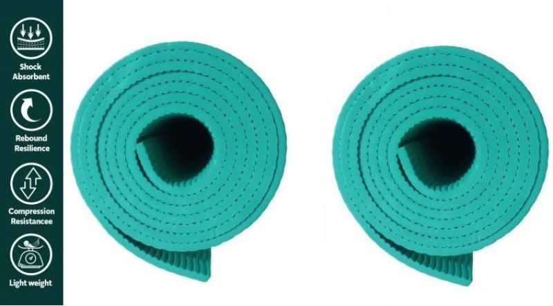 SWAMI CREATION combo set of Yoga Anti Slip Mat with carry strap sea green colour _6 mm 6 mm mm Yoga Mat