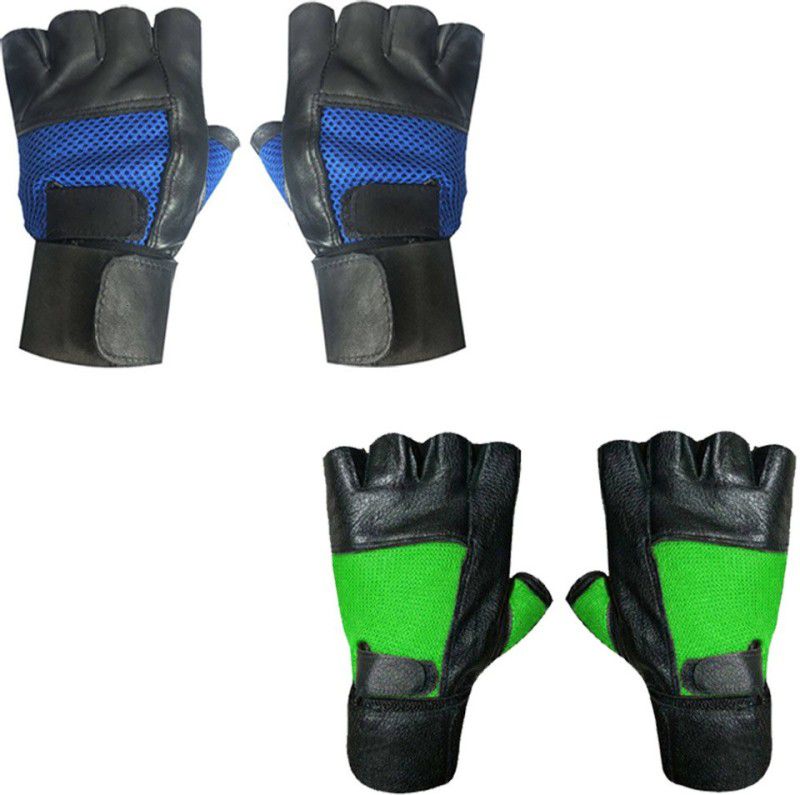 Snipper High Quality Fitness/Gym Gloves With Wrist Support Gym & Fitness Gloves  (Blue, Green)