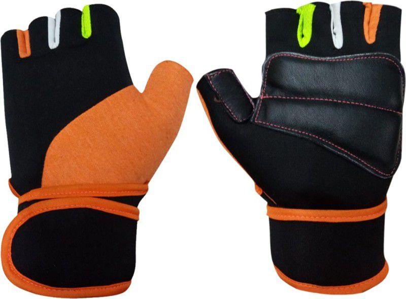 Snipper Super Premium Quality Lycra (Multicolor) (Pack Of 1) Gym & Fitness Gloves  (Green, Orange)