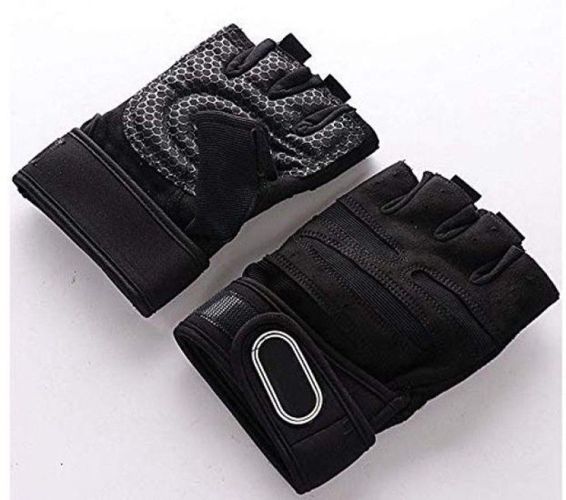 Rocket Sales Silicone Padded Lycra 110 Gym Gloves (Pack Of 1) Gym & Fitness Gloves  (Black)