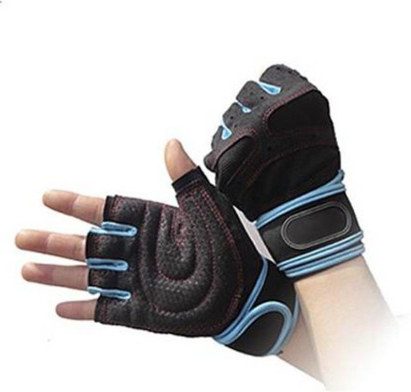 Rocket Sales Premium 110 Silicone Pad Gym Gloves for Weightlifting Gym & Fitness Gloves  (Blue, Black)
