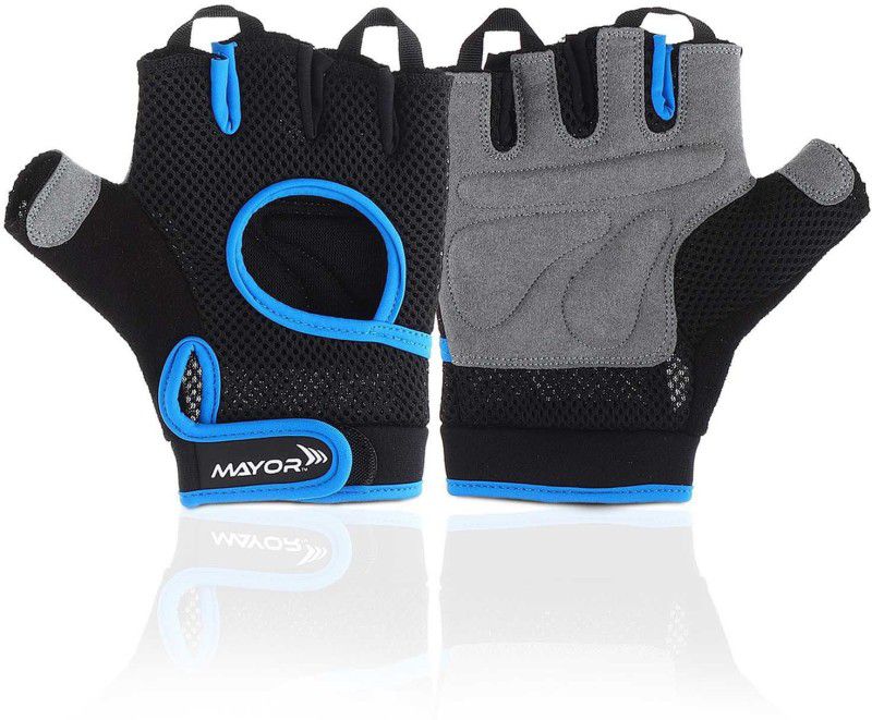 MAYOR Mars Gym Gloves Gym & Fitness Gloves  (Black, Blue)