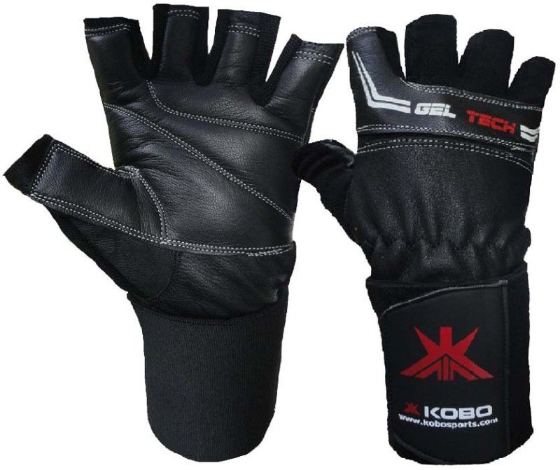 KOBO Weight Lifting Gym & Fitness Gloves  (Black)