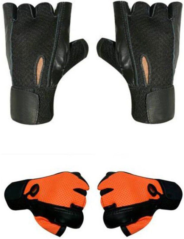 JMO27Deals 102 Combo black & orange Gloves. Gym & Fitness Gloves  (Multicolor)