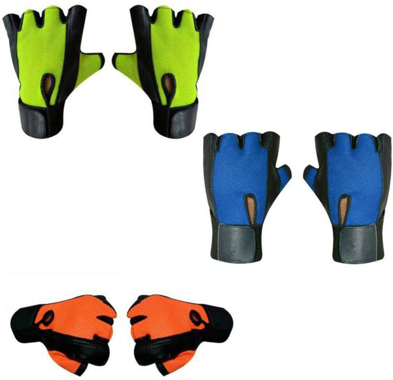 JMO27Deals 102 Blue, Green, Orange Gloves. Gym & Fitness Gloves  (Multicolor)