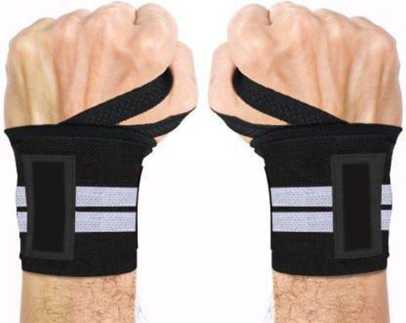 BMTRADING GREY LINE WRIST SUPPORT BAND Gym & Fitness Gloves  (Grey, Black)
