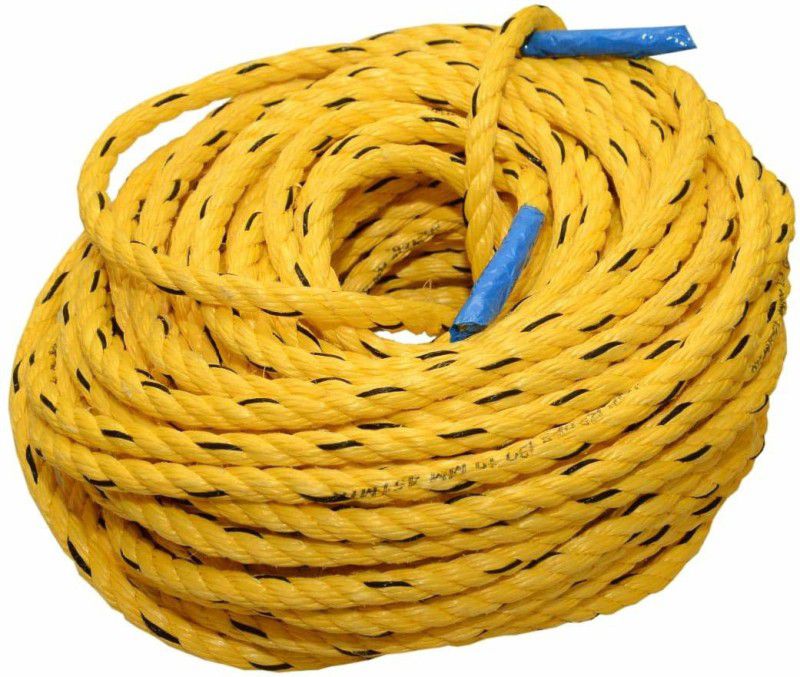 Eos Twisted Braided Cord Twine Rope String Polymore ( Yellow , 12 mm) Battle Rope  (Length: 40 ft, Weight: 1.7 kg, Thickness: 0.7 inch)