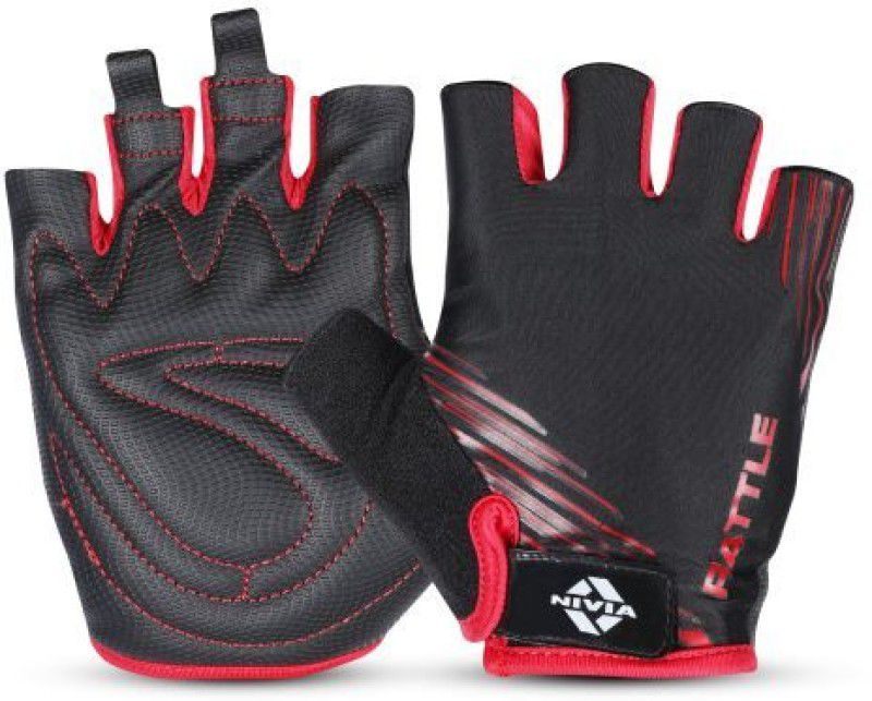 NIVIA RATTLE Gym & Fitness Gloves  (Black, Red)