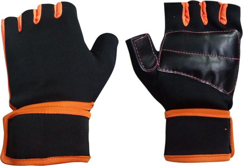 Snipper Super Stylish Lycra Gym Gloves (Orange) Gym & Fitness Gloves  (Orange)