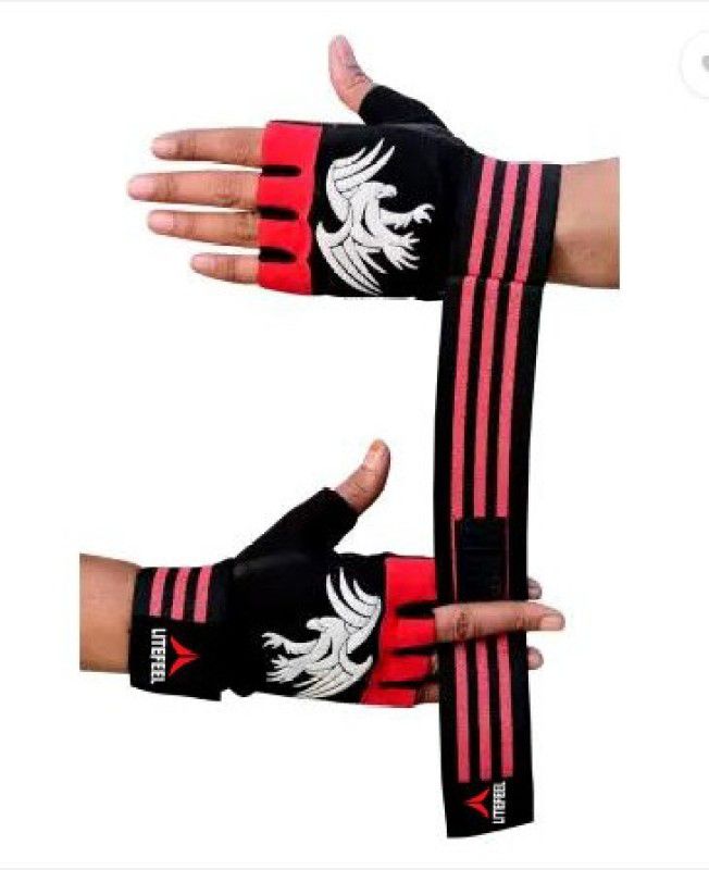 LITE FEEL WRIST SUPPORTS GYM AND SPORTS GLOVES Gym & Fitness Gloves  (Black, Red)