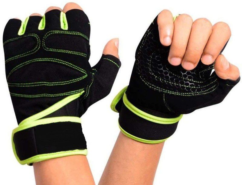 zaysoo Gloves Gym & Fitness Gloves  (Black, Green)