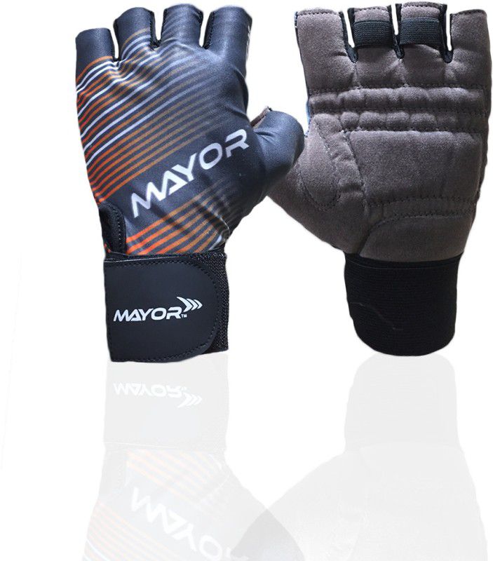 MAYOR Wolf Gym & Fitness Gloves  (Orange, Grey)