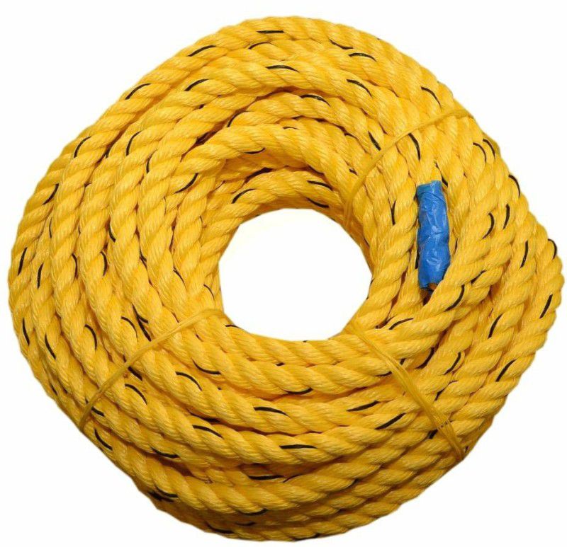 Eos Polymore Twisted Braided Cord Twine Rope String ( Yellow , 12 mm) Battle Rope  (Length: 30 ft, Weight: 1.3 kg, Thickness: 0.7 inch)