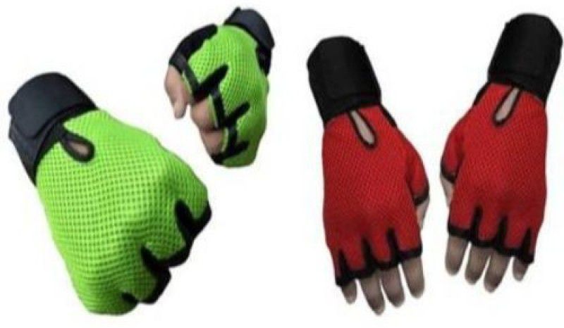 zaysoo lather+netted weight lifting Gym & Fitness Gloves  (Red, Green)