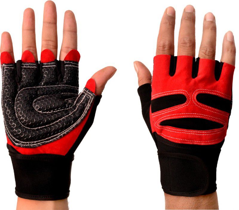 Rocket Sales Premium Gloves for Weightlifting, Fitness with Wrist wrap Support Gym & Fitness Gloves  (Red,Black,White)