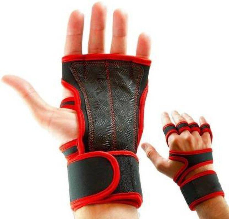 zaysoo Gym glove With Long Wrist Support For Weight Lifting Gym & Fitness Gloves Gym & Fitness Gloves  (Red)