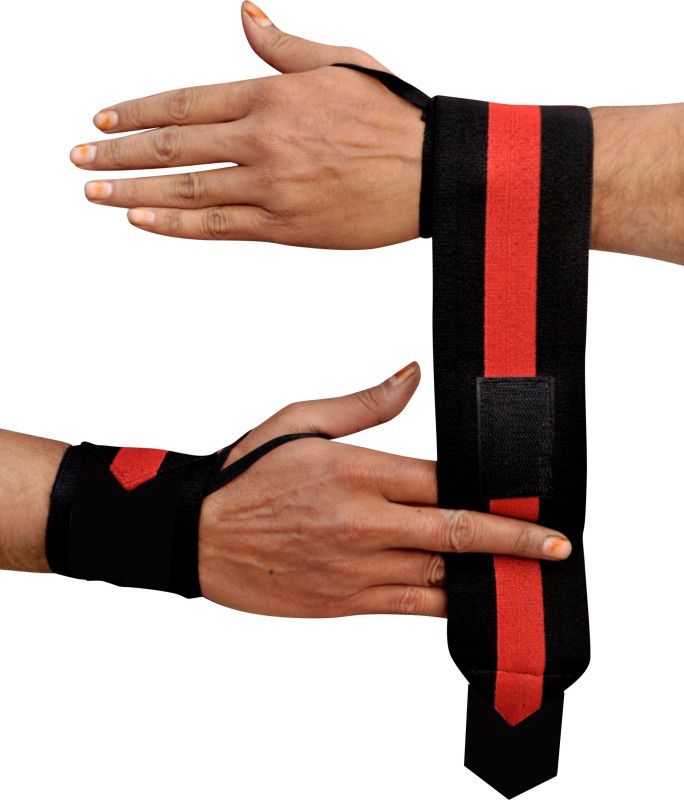 BMTRADING WRIST SUPPORT BAND GYM SPORTS GLOVES Gym & Fitness Gloves  (Red, Black)