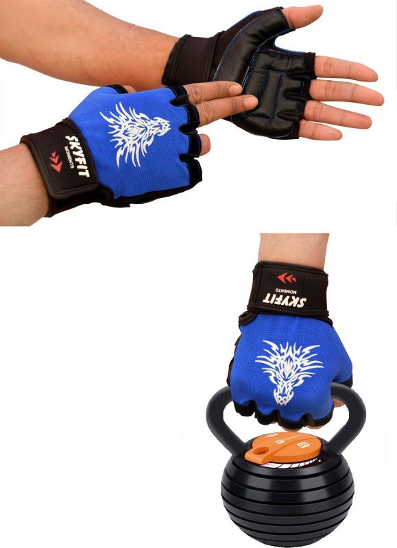 VELLY FIVE Gym Sports and Workout Exercise Gloves Gym & Fitness Gloves  (Blue)
