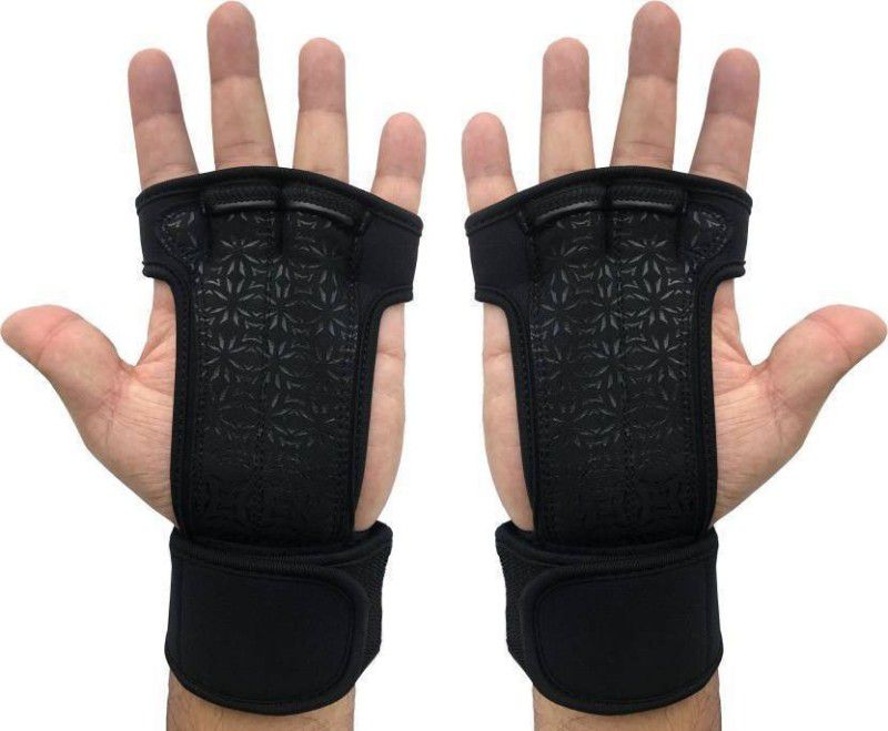KOBO Weight Lifting Grippy Hand Protector Padded For Cross & Functional Training Gym & Fitness Gloves  (Black)