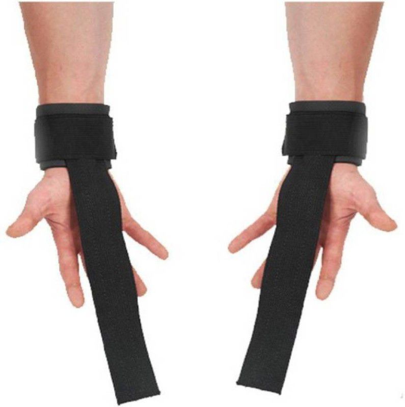 UKEBOO Weight Lifting Gym Gloves With Long Strap Gym & Fitness Gloves  (Black)