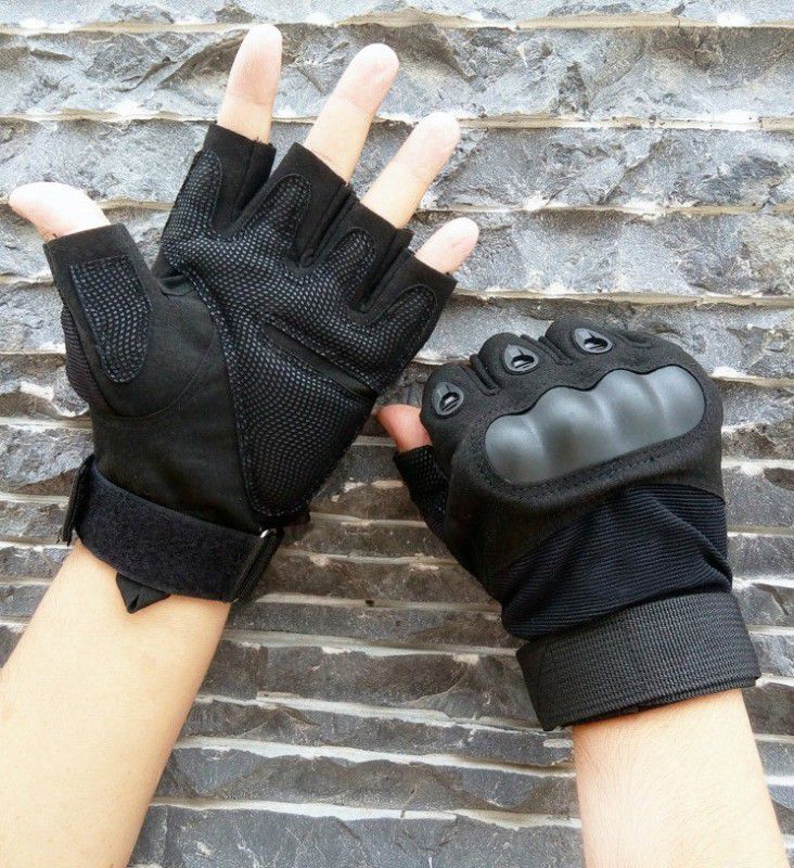 AlexVyan Anti Slip Half Finger Cycling Bike Motorcycle Gym Fitness Gym & Fitness Gloves  (Black)