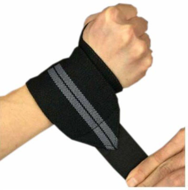 BMTRADING GREY LINE WRIST BAND Gym & Fitness Gloves  (Grey, Black)