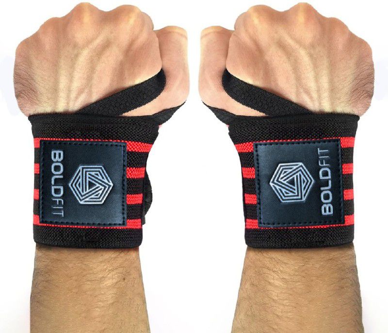 BOLDFIT Wrap Gym & Fitness Gloves Gym Gloves For Men Women Wrist Bands Wrist Support Gym & Fitness Gloves  (Red)