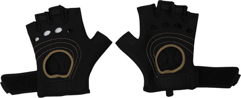 PUMA AT shift gloves Gym & Fitness Gloves  (Black-Metallic Gold)