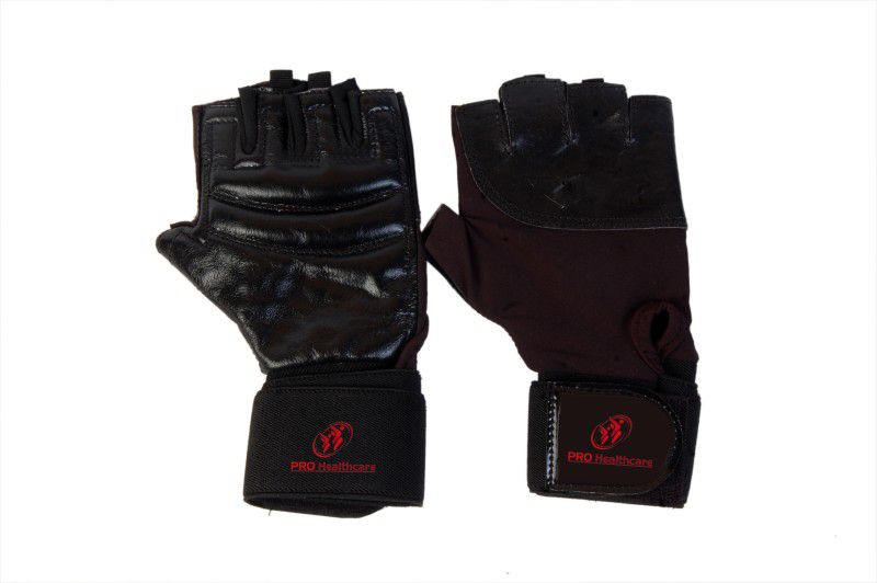 PRO Healthcare Leather Padded Weight Lifting Gym Gloves with 15