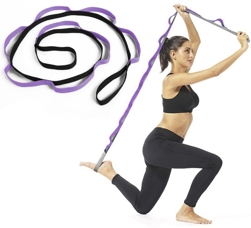 FirstFit Yoga Strap, Multi-Loop Strap, 9 Loops Yoga Stretch Strap, Nonelastic Stretch Strap Cotton Yoga Strap  (Purple)