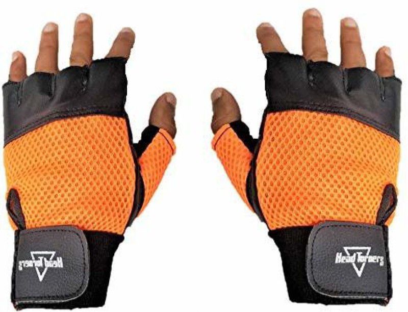 HeadTurners Gym Gloves for Weightlifting, Crossfit, Fitness & Other Sports for Men & Women Gym & Fitness Gloves  (Black,orange)